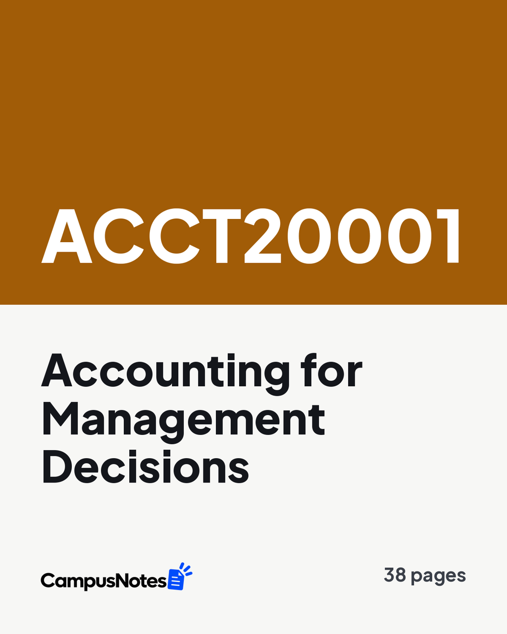 ACCT20001 Accounting for Management Decisions study notes cover