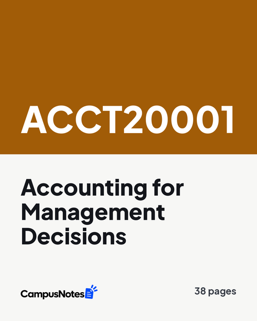 ACCT20001 Accounting for Management Decisions study notes cover