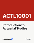 ACTL10001 Introduction to Actuarial Studies study notes cover