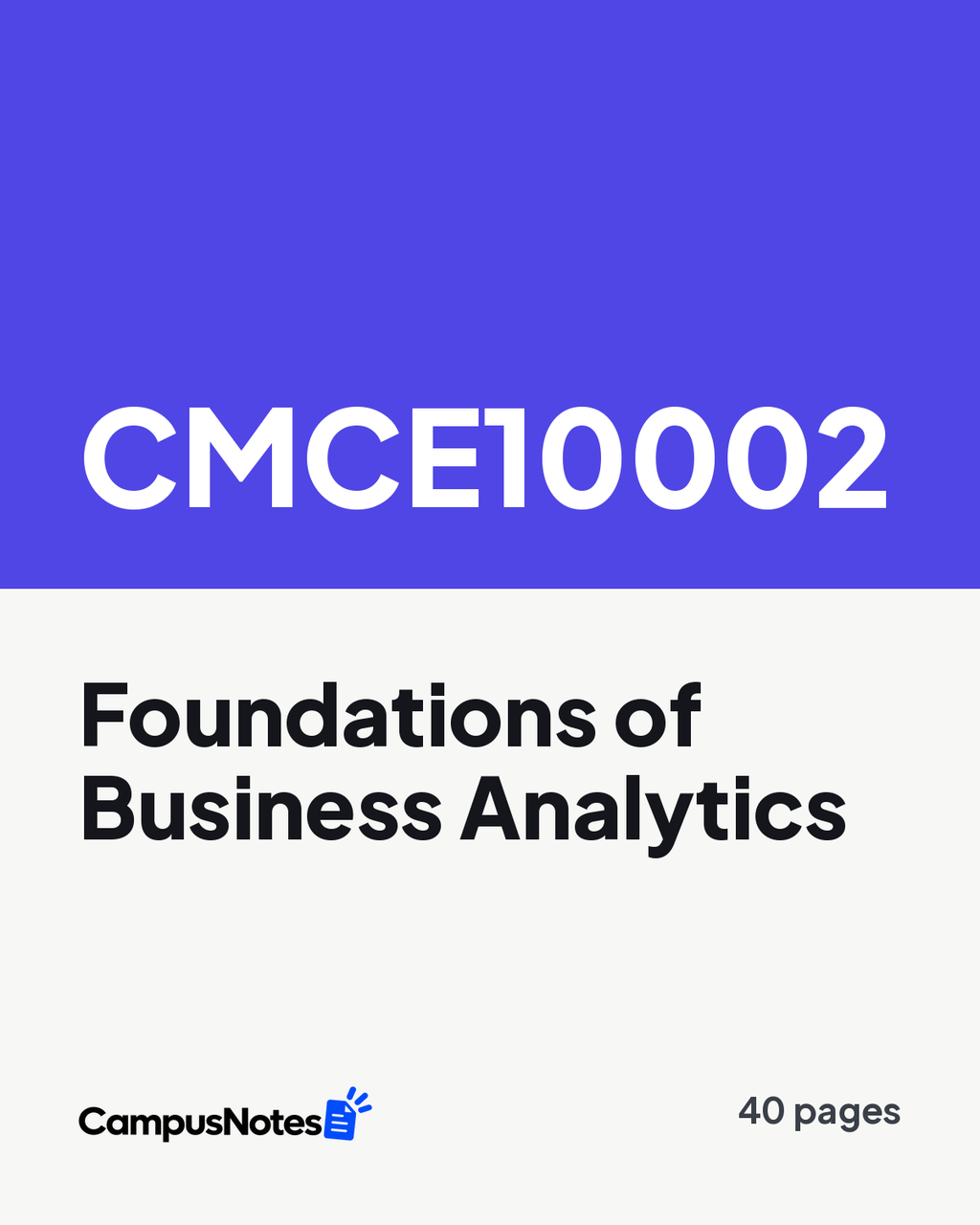 CMCE10002 Foundations of Business Analytics study notes cover