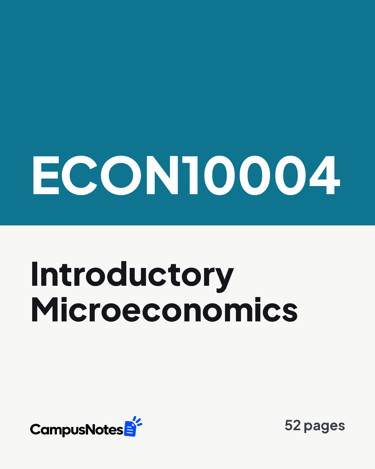 ECON10004 Introductory Microeconomics study notes cover