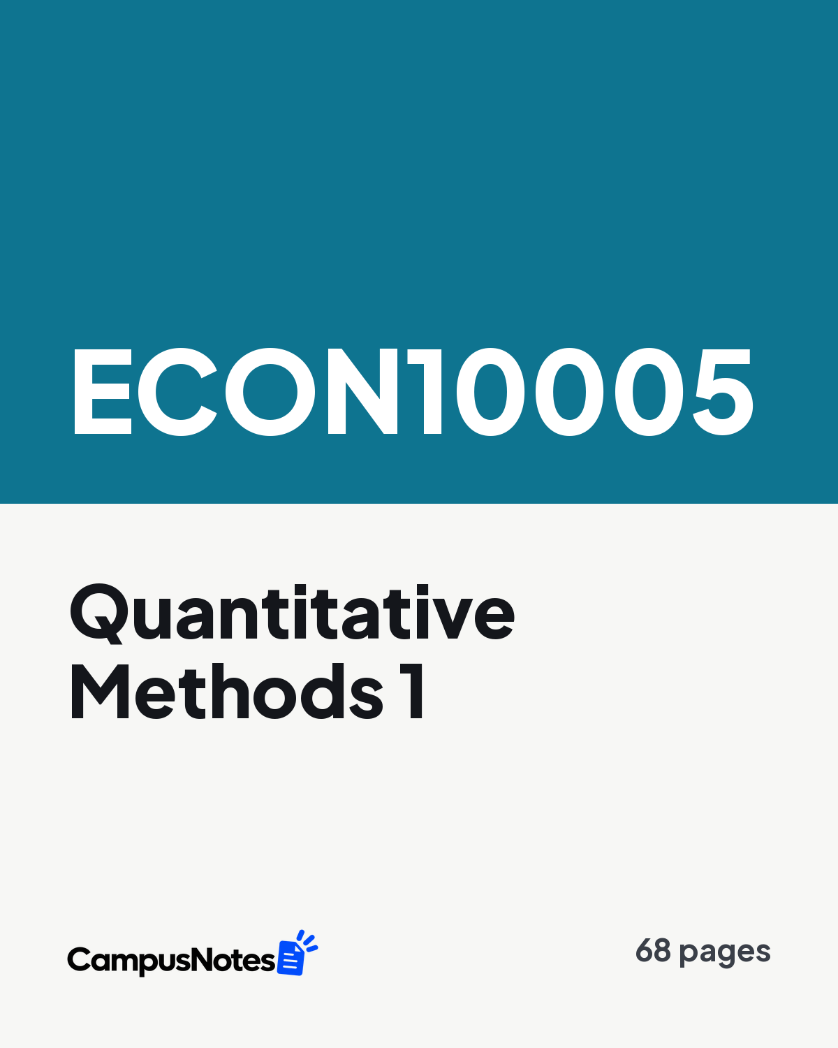 ECON10005 Quantitative Methods 1 study notes cover