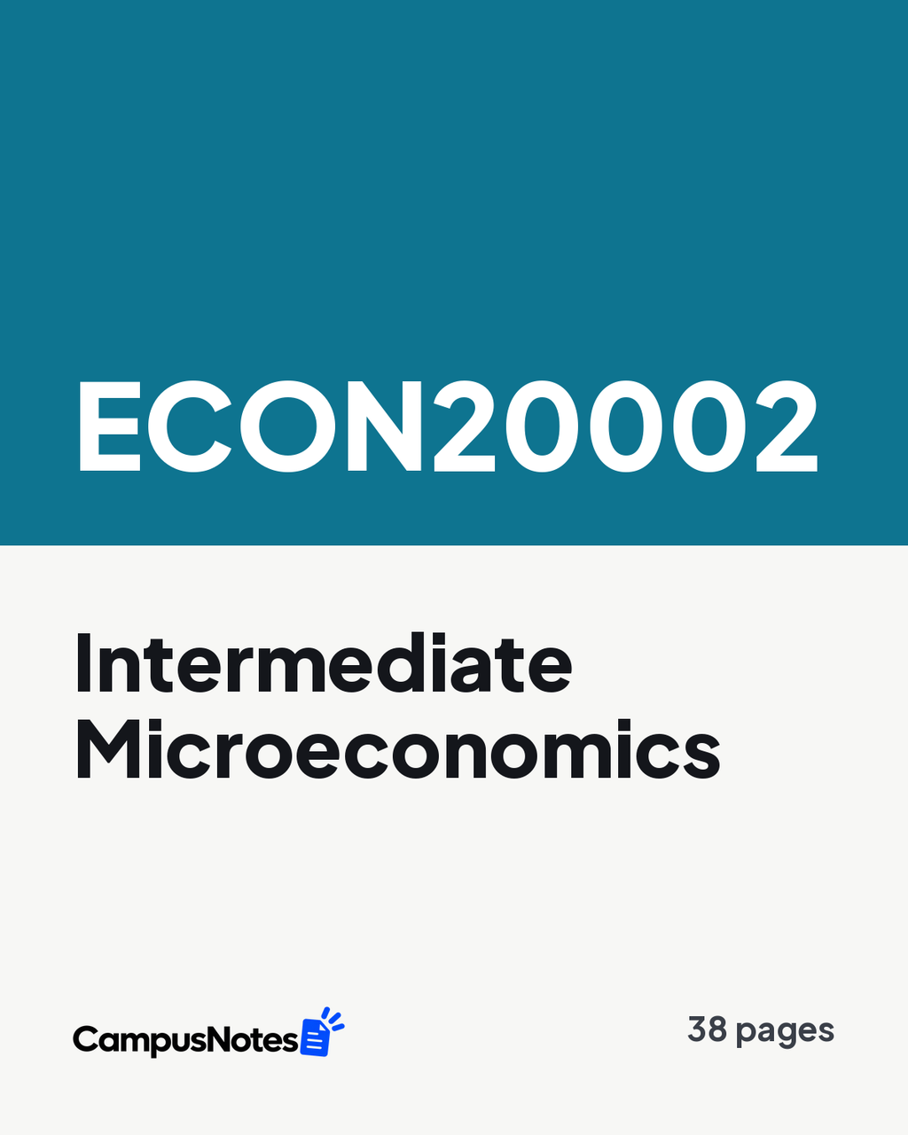 ECON20002 Intermediate Microeconomics study notes cover
