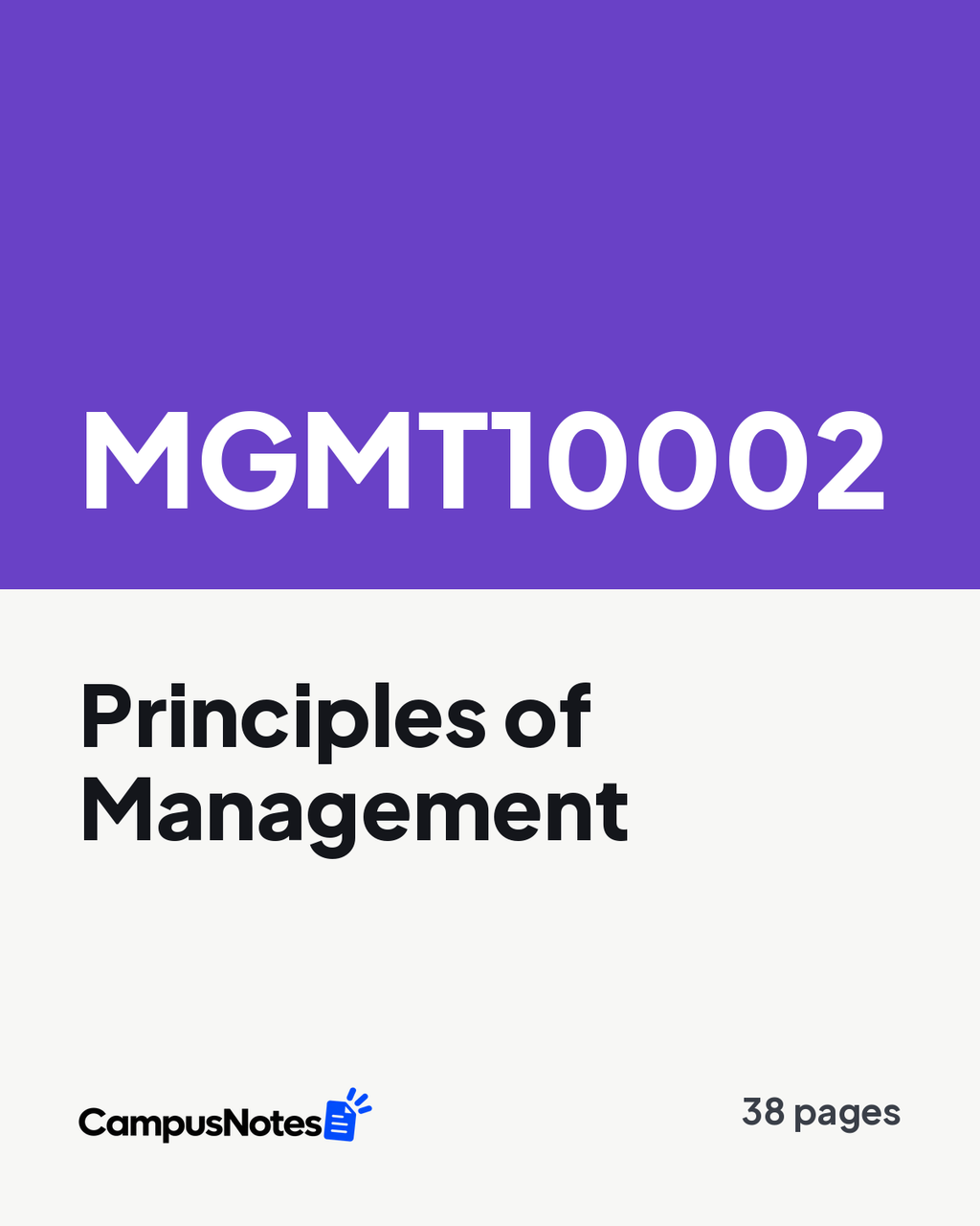 MGMT10002 Principles of Management study notes cover