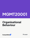 MGMT20001 Organisational Behaviour study notes cover