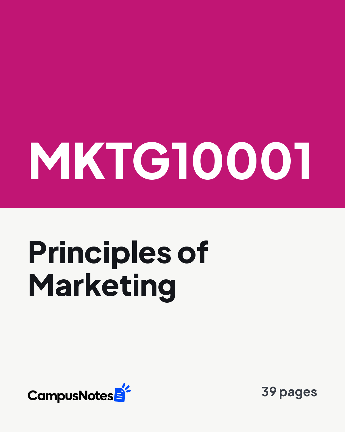 MKTG10001 Principles of Marketing study notes cover